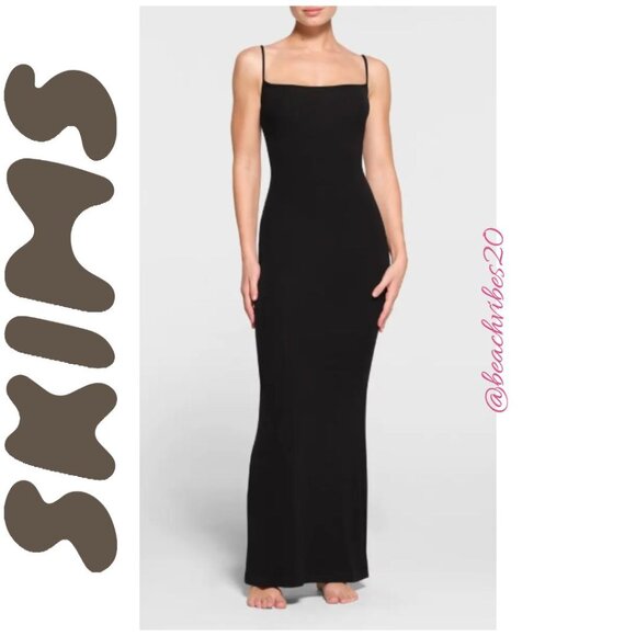 *SKIMS Soft Lounge Slip Dress Onyx Medium O-6 - Picture 2 of 10